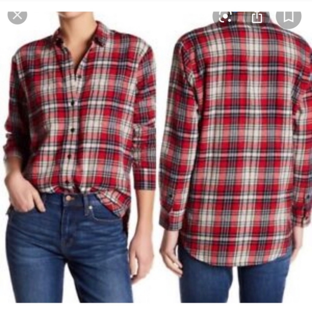 Madewell Flannel oversized Ex-Boyfriend Shirt in Carl Plaid Sz.L